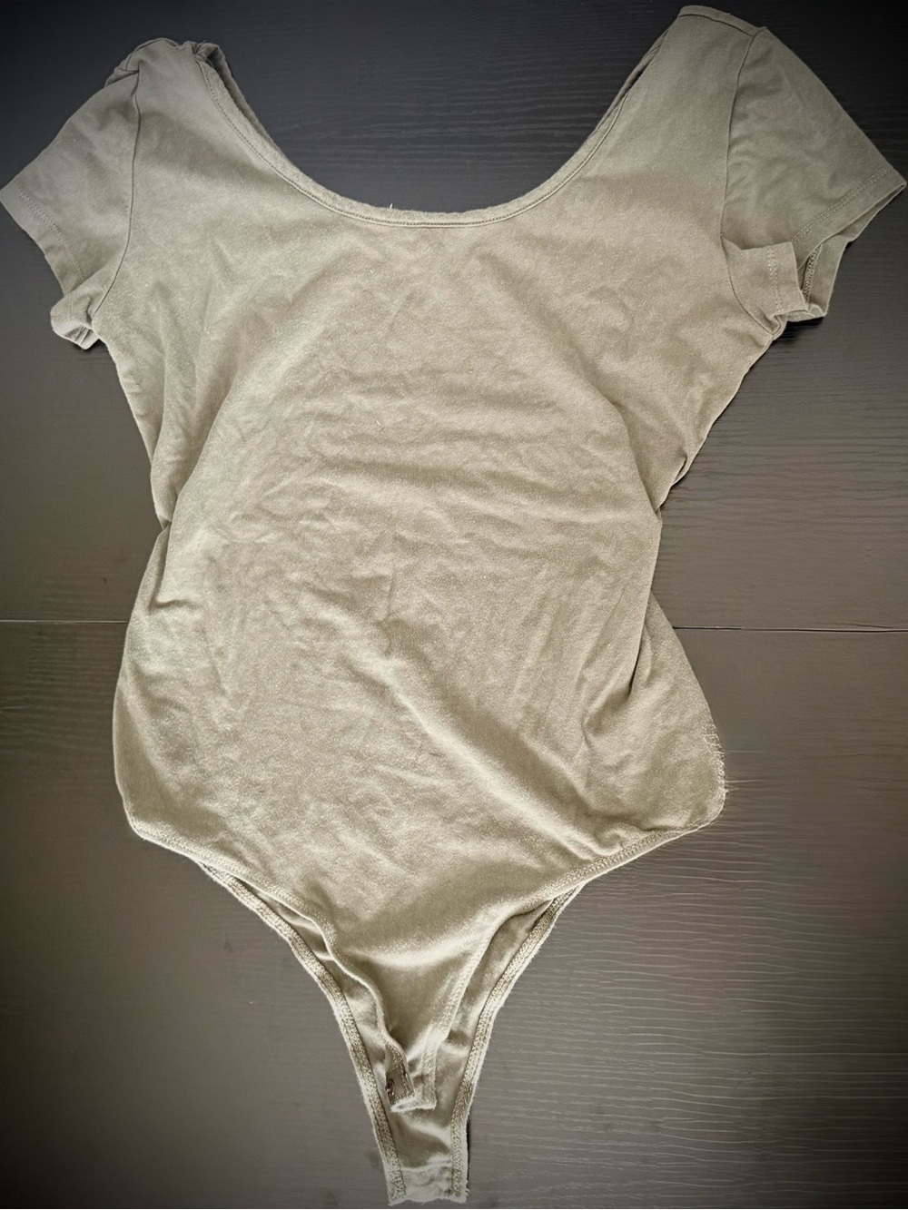 Active Basic Scoop Neck Short Sleeve Bodysuit - Olive